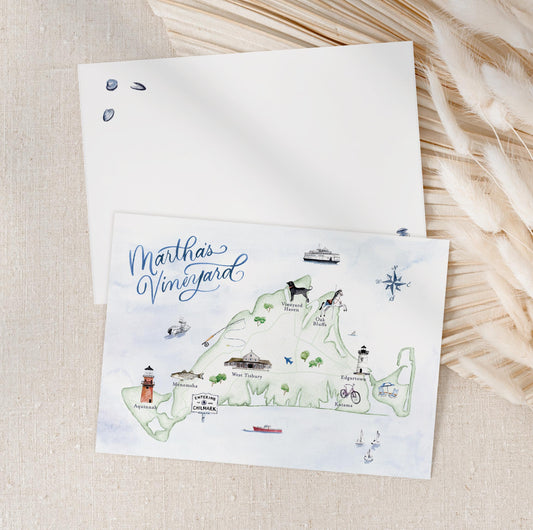Martha's Vineyard Map Notecards