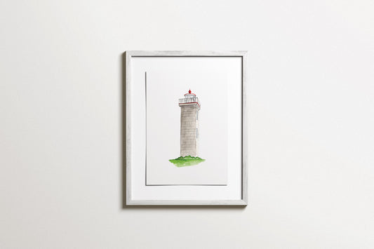 Watch Hill Lighthouse, Watercolor Rhode Island Art Print
