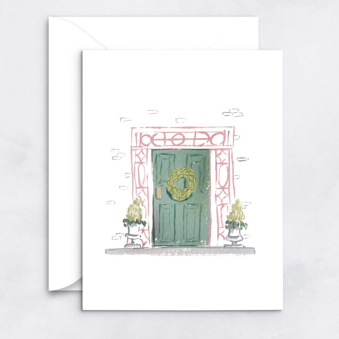 Beacon Hill Holiday Doors - Set of 8 Notecards | 4.25 x 5.5 Boston Christmas Notecards