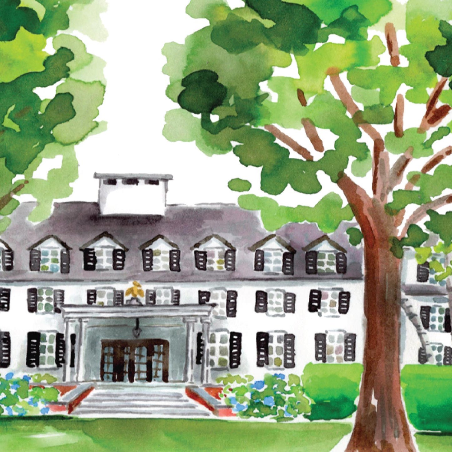 Woodstock Inn, Watercolor Art Print, Vermont Wedding Venue