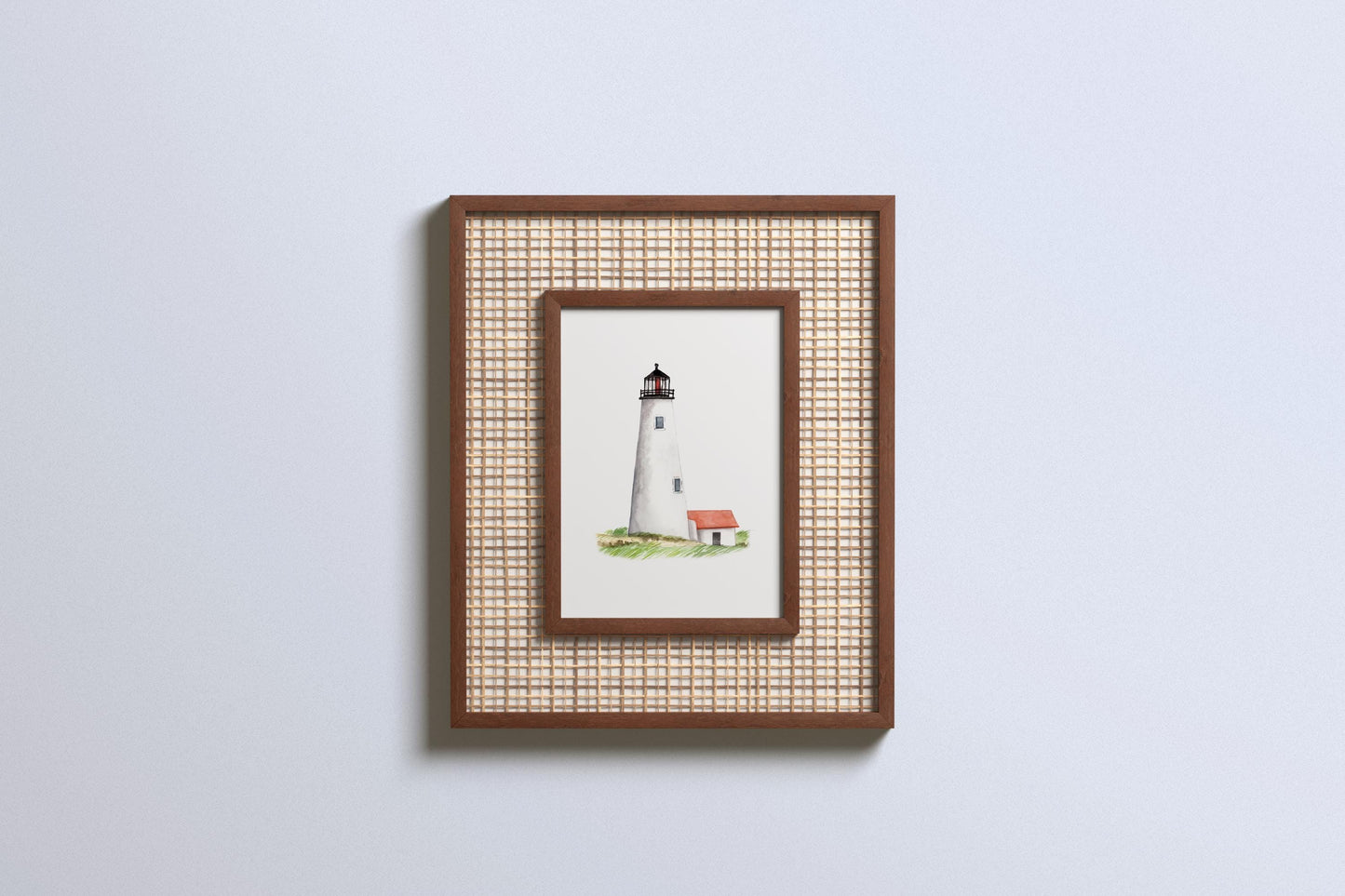 Nantucket Lighthouse Watercolor Art Print, Cape Cod Illustration
