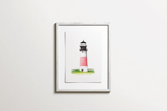 Sankaty Head Lighthouse, Nantucket Watercolor Art Print
