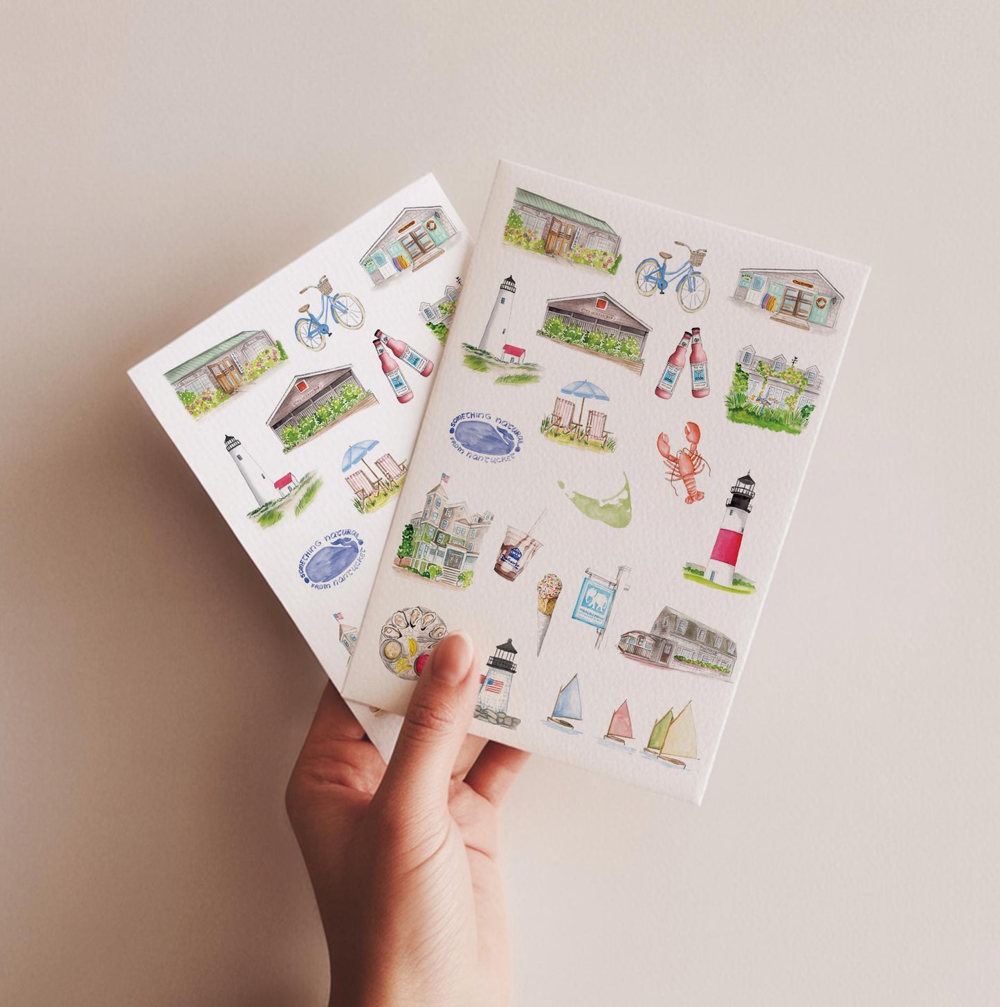 Nantucket Favorites A7 Notecard | blank notecards, Nantucket artwork, watercolor greeting cards