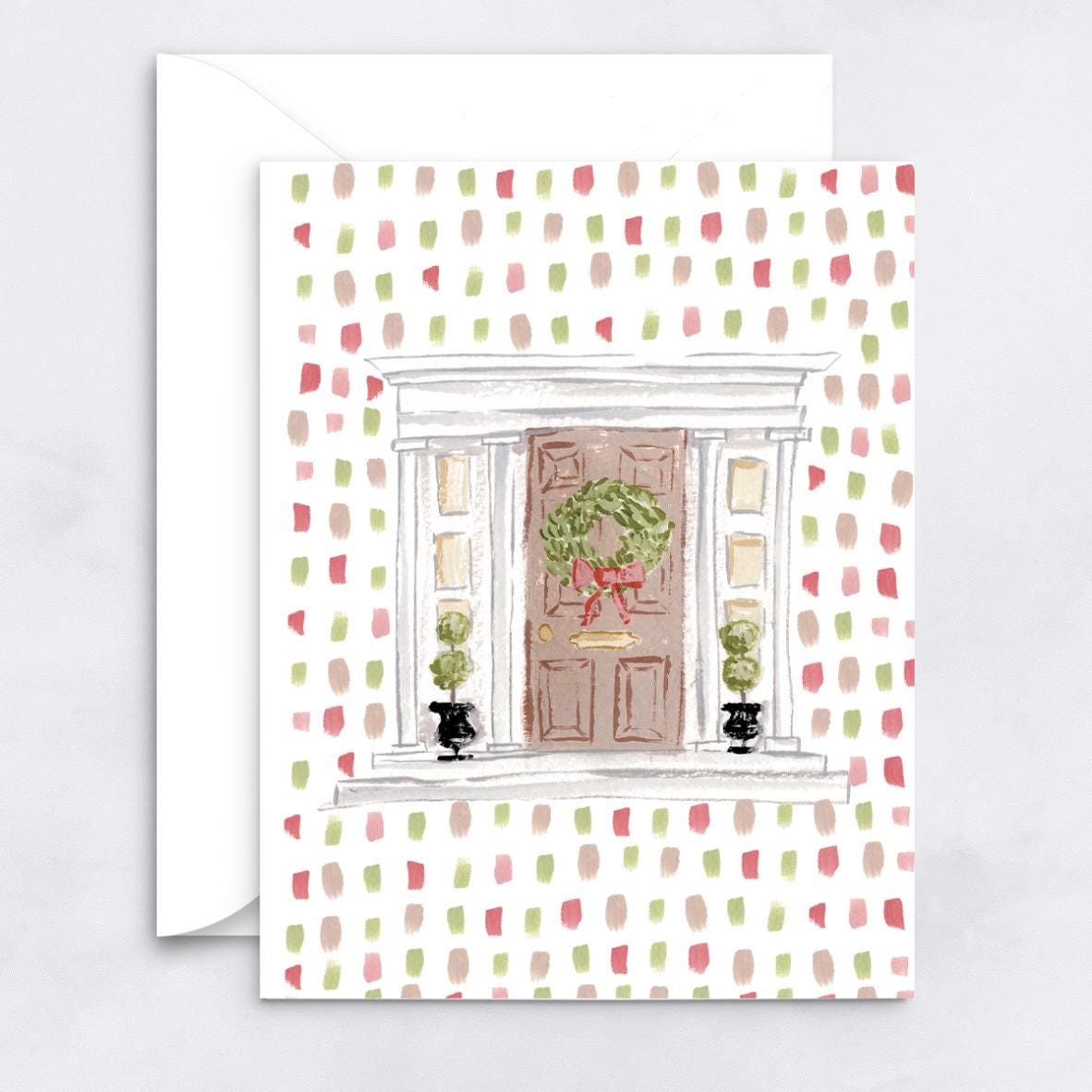 Beacon Hill Holiday Doors - Set of 8 Notecards | 4.25 x 5.5 Boston Christmas Notecards