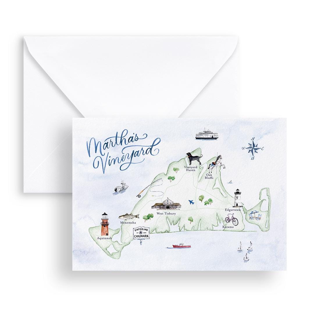 Martha's Vineyard Map Notecards
