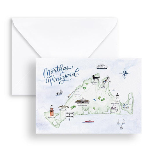Martha's Vineyard Map Notecards