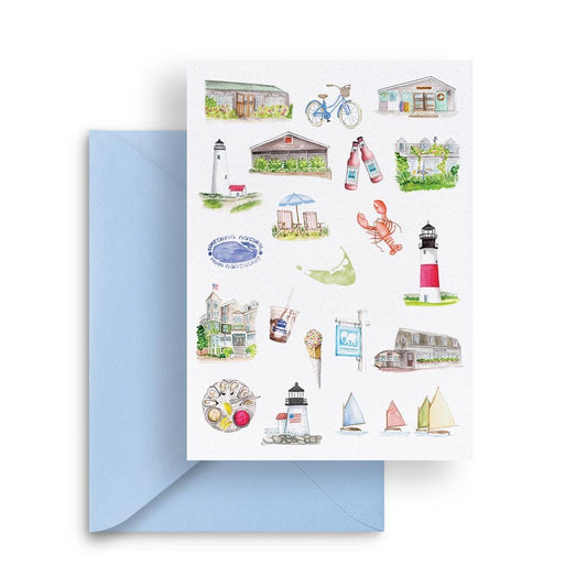 Nantucket Favorites A7 Notecard | blank notecards, Nantucket artwork, watercolor greeting cards