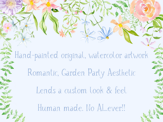 Garden Party Watercolor Clipart Pack – 19 Hand-Painted Floral PNGs | Instant Download