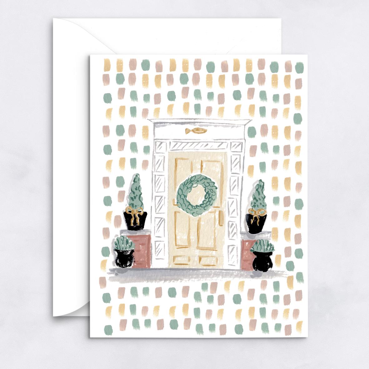 Beacon Hill Holiday Doors - Set of 8 Notecards | 4.25 x 5.5 Boston Christmas Notecards