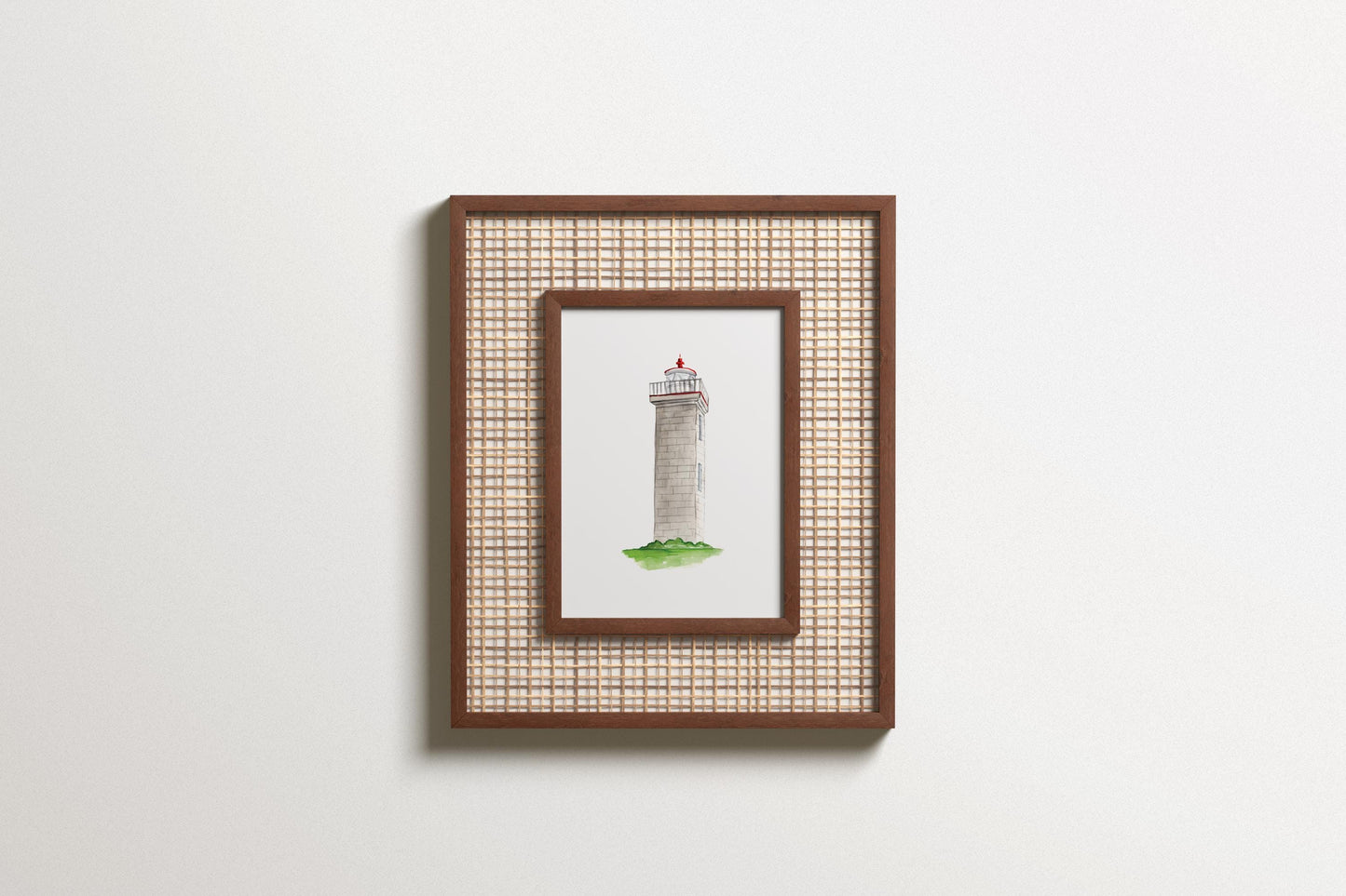 Watch Hill Lighthouse, Watercolor Rhode Island Art Print