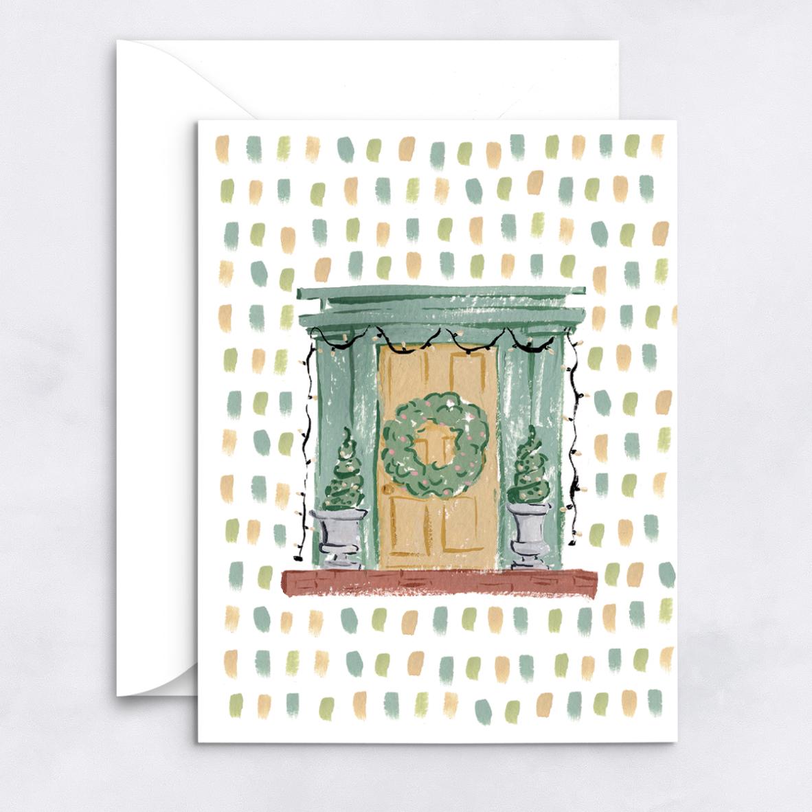 Beacon Hill Holiday Doors - Set of 8 Notecards | 4.25 x 5.5 Boston Christmas Notecards