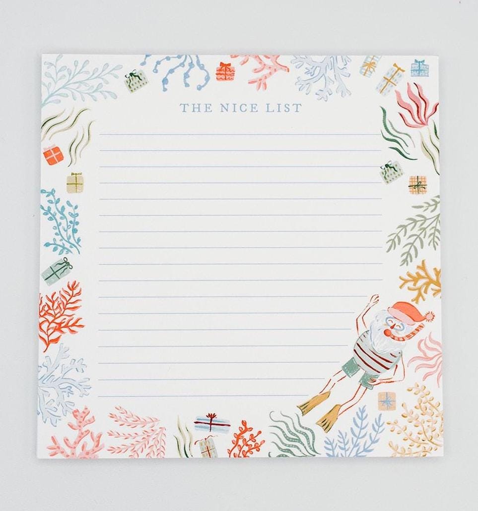 The Nice List Notepad | Christmas Coastal Whimsy Notepad