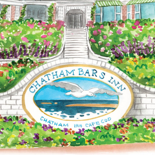 Chatham Bars Inn, Cape Cod Watercolor Art Print, Wedding Venue