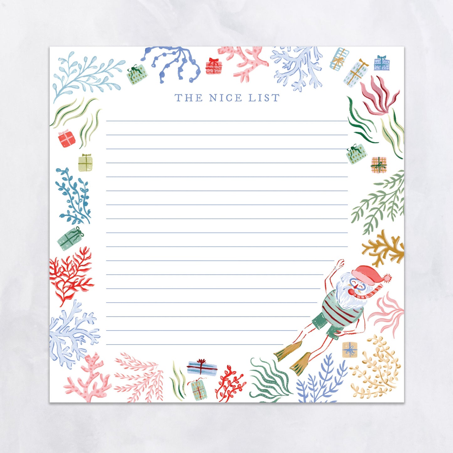 The Nice List Notepad | Christmas Coastal Whimsy Notepad
