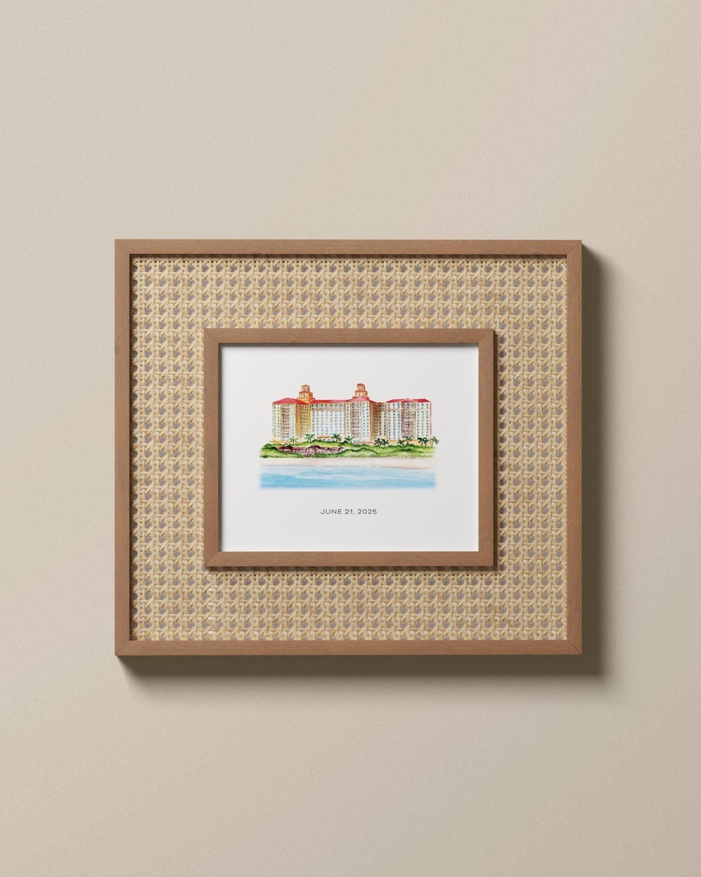 The Ritz-Carlton Naples, Watercolor Art Print, Florida Wedding Venue