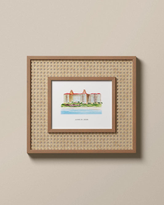 The Ritz-Carlton Naples, Watercolor Art Print, Florida Wedding Venue